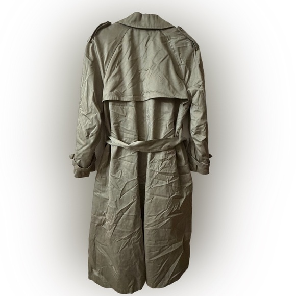 Vintage London Fog Khaki Double Breasted Trench Coat Size 12 Regular Plaid Lined - Picture 2 of 6